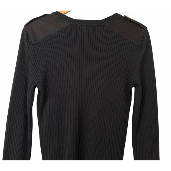 Ralph Lauren Jeans Co Womens Black Rib Knit Sweater Size L Nautical Anchor Patch - Picture 6 of 8